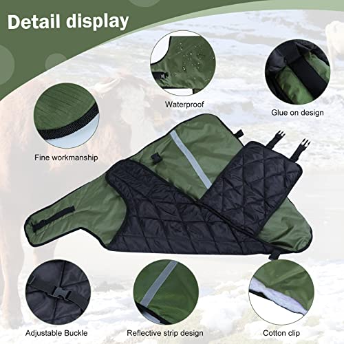 Green Thickened Windproof Waterproof Horse Blanket - Warm Calf Clothing for Cattle (1 Pack)