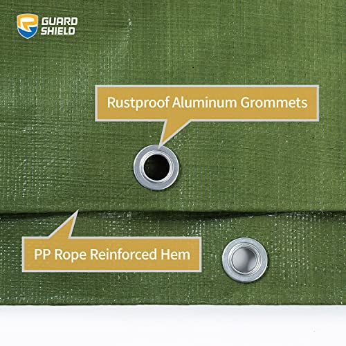GUARD SHIELD Heavy Duty Tarp 8x10 Feet Green Multi Purpose Thick Waterproof Poly Tarp Cover 10mil - color: Green, size: 8x10