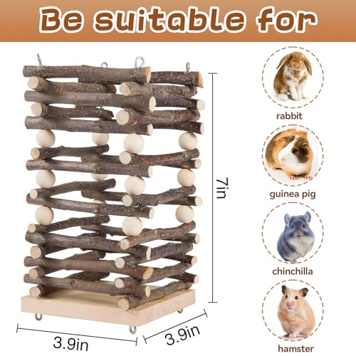 Hanging Apple Wood Rabbit Hay Feeder for Chinchilla Bunny Hamster Gerbil