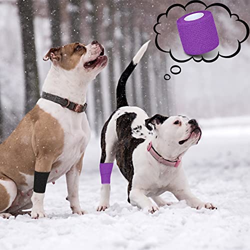 8 Pack 2 in x 5 Yards Cohesive Wrap Self Adhesive Bandage Wrap Elastic Self Adherent Wrap Self Stick Vet Tape for Athletic, Wrist, Ankle, Knees, Pets (Dark Purple) - color: Dark Purple, size: 2 Inch