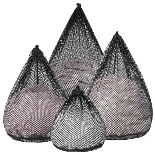 4Pcs Mesh Laundry Bags Washing Machine Mesh Wash Bags Jumbo for Delicates Clothes,Bed Linen,Toys with Drawstring Closure Sturdy (Black, Pack 4 Pcs) - color: Black, size: Pack 4 pcs