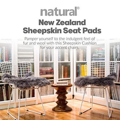 Natural Sheepskin Chair Pad, Non-Slip, Grey, 2 Pack - color: Grey, size: 2 Count (Pack of 1)