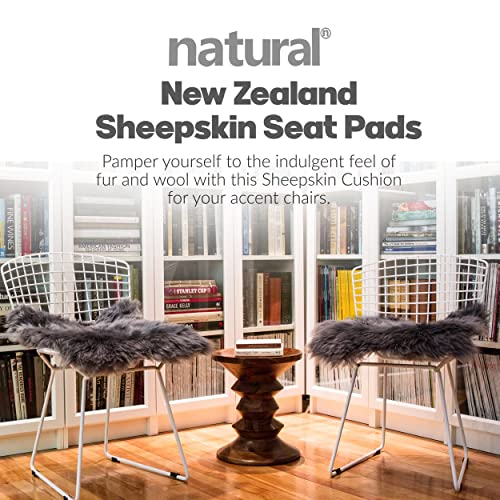 Natural Sheepskin Chair Pad, Non-Slip, Grey, 4 Pack - color: Grey, size: 4 Count (Pack of 1)