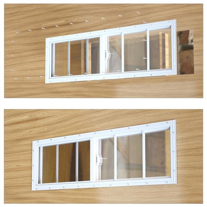 Yuzzy Shed Windows 2 Pack, 12"x36" Sliding Windows Transom Window with Tempered Glass and Removable Fiberglass Screen for Shed, Chicken Coop, Playhouse, Household, Garage, Barns (White) - color: White, size: 12"x36"