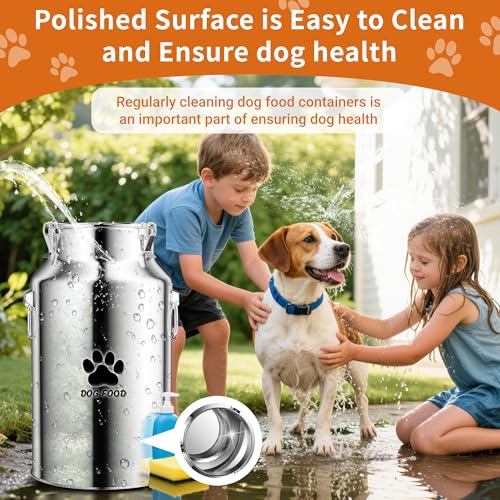 30Lbs Stainless Steel Dog Food Container，Metal Dog Food Storage Container