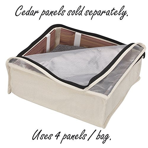 Household Essentials Canvas Sweater Storage Bags, 2-Pack, Breathable Cotton, Under-Bed Zippered Storage with Clear Top Window, Stackable, Cedar Insert Compatible (Not Included), Natural - size: 2 pack sweater bag, style: Sweater Bags