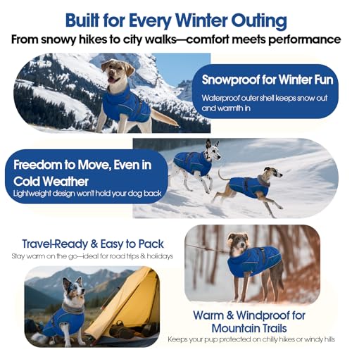 QBLEEV Warm Dog Jacket, Waterproof Dog Winter Coat with Harness - color: Pink, size: Small