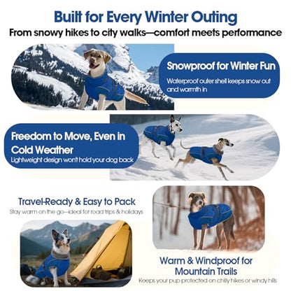 QBLEEV Warm Dog Jacket, Waterproof Dog Winter Coat with Harness - color: Pink, size: Small