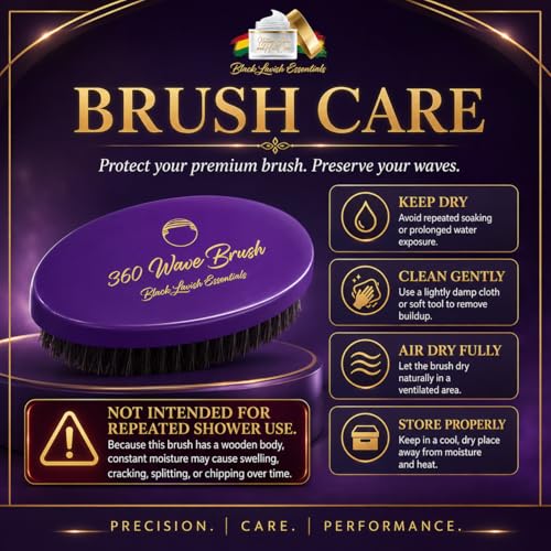 360 Wave Brush, Build Deeper Waves, Soft & Hard Boar Bristle Curved Brushes BLACK LAVISH ESSENTIALS Hard Bristle (Medium-Hard Brush, Purple) - color: Purple, size: Medium-Hard
