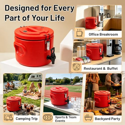 2 Gallon Insulated Beverage Dispenser 304 Stainless Steel, Double-Wall & Leak-Proof, Hot or Cold Drinks, Wide Mouth for Ice, Portable Cooler for Camping, Party, Sports - size: 2 Gallon