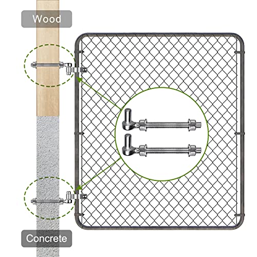 Insaga J Bolt Gate Hinge, 304 Stainless Steel Farm Gate Hinges, M12 x 6'' Gate Hinge Bolt 5/8'' for Chain Link Fence/Farm/Wooden Fence/Driveway, Supports up to 500lbs, 2pcs - color: M12-6''-2PCS