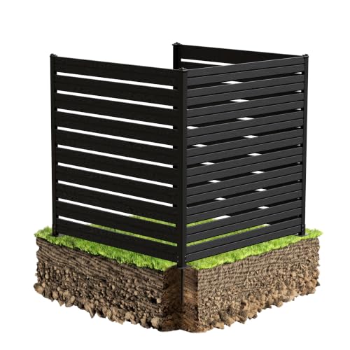 Air Conditioner Fence, 50" W X 50" H U Shape AC Unit Fence, Black | Fence to Hide Trash Cans, Outdoor AC Unit Hider, Horizontal HDPE Privacy Fence, Outdoor Privacy Screens - color: Black, size: (U-shape) 50"W×50"L×50.4"H
