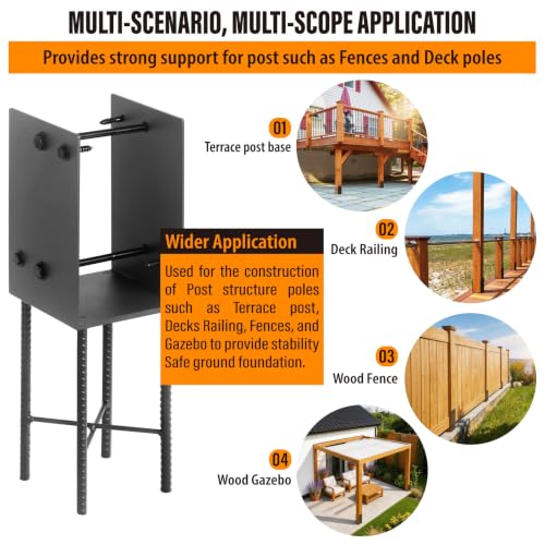2 pack Heavy Duty Stainless Steels U-Shape 6"x6"(Actual 5.5"x5.5") Wet Concrete Fence Post Holder for Terrace psot base, Wood Gazebo, Fences, Deck railings wood post bracket anchors (Dark Grey) - size: 6"x6"(Actual 5.5"x5.5")
