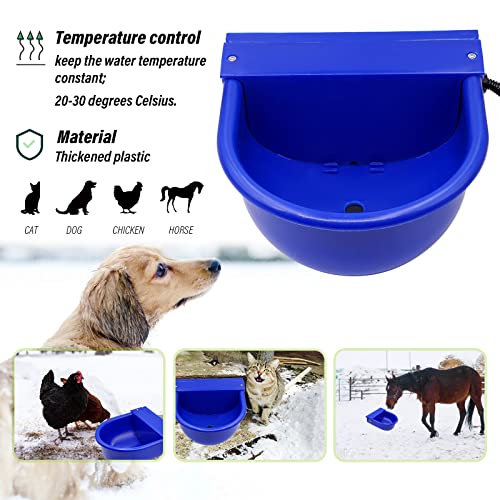 MINYULUA Automatic Heated Dog Water Bowl 2.5L Large Capacity Livestock Waterer Outdoor Pet Thermal-Bowl Drinking Bowls for Dogs Horse Cattle Cow Goat Pig Animal - color: dark blue