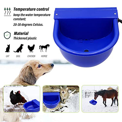 MINYULUA Automatic Heated Dog Water Bowl 2.5L Large Capacity Livestock Waterer Outdoor Pet Thermal-Bowl Drinking Bowls for Dogs Horse Cattle Cow Goat Pig Animal - color: dark blue