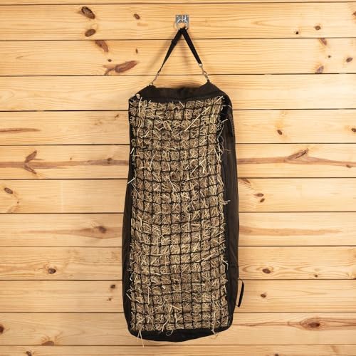 Schneiders Full Bale Hay Bag with Knotless 1.25" Slow Feed Hay Net for Horses | Durable 900D Horse Hay Feeder | Fits Standard 2-String Bale | Full-Zip Front | Barn & Trailer Feeding | Color Black