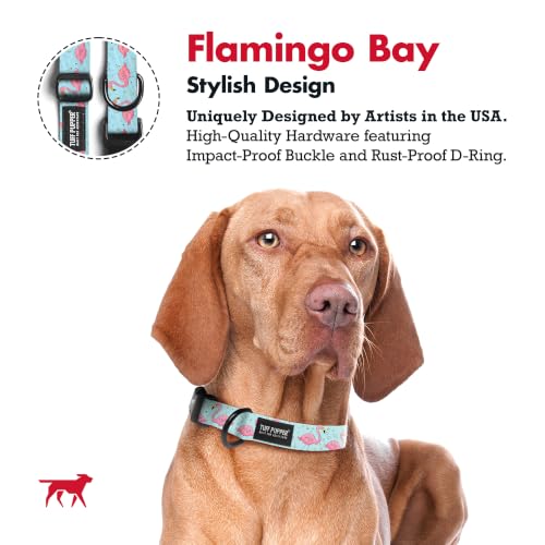 Tuff Pupper Premium Adjustable Dog Collar, Stylish Pattern Collars Designed in USA, Quick Release Buckle, Flamingo Bay Small (0.7 Inch Wide x 8-12 Inch Neck) - color: Flamingo Bay, size: Small