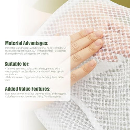 GWT 4Pcs 3D Mesh Laundry Bags with Hanging Handles (S/M/L/XL) - Durable Zippered Wash Bags for Delicates, Shoes & Bulk Clothes - Space-Saving Foldable Design