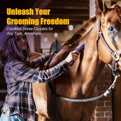 Professional Horse Clippers Cordless Detachable Wide Blade 2 Speed