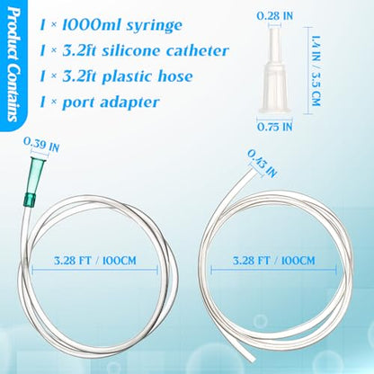 1000ml/cc Syringes with Tube 40 Inch Handy Plastic Tubing and Adapter Tip - size: 1000ML/CC