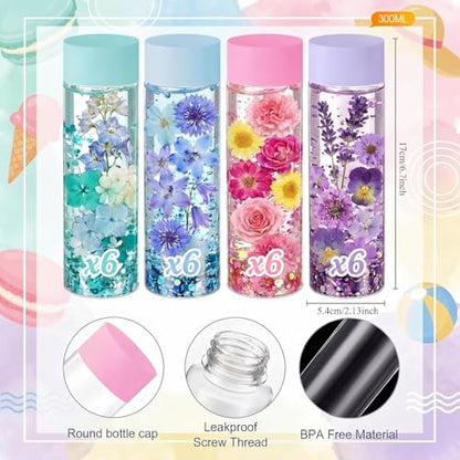 Tanlade Clear PET Plastic Sensory Bottles Empty - color: Pastel Lid, size: 10 fl oz (300 ml)