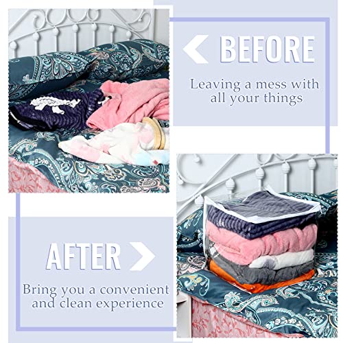 Shappy 6 Packs Clear Plastic Storage Bags with Zipper, 12 x 12 x 12 Inch | Sweater Bags, Moth Proof Protection, Vinyl, For Blankets Clothes Bed Sheet Comforters Pillows Quilt Closet Linen Organizer - size: 12 x 12 x 12 Inch