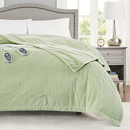 Beautyrest Heated Blanket Twin, Micro Fleece Electric Blanket, Green - color: Green, size: Twin