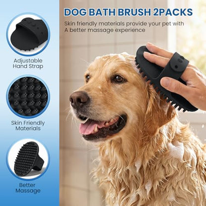 Double‑Sided Undercoat Rake, Deshedding Dematting Tools for Dogs and Cats - color: Black