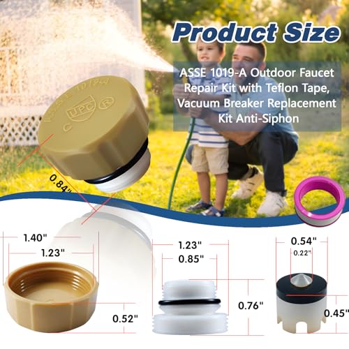 ASSE 1019-A Outdoor Faucet Repair Kit with Teflon Tape, Vacuum Breaker Replacement Kit Anti-Siphon Frost-Free Hose Bib Sillcock Valve Replacement（2 Pack） - size: Anti-siphon Valve-2pack
