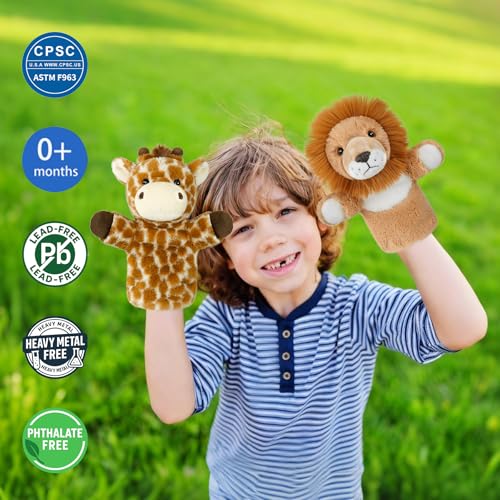Giraffe Puppet Kids Hand Puppets Adults Large Safari Stuffed Animal for Story Time Teaching Educational Toy Adult Hands Fit Washable Stuffed Long Neck Cute Giraffe Plush Toys - color: Giraffe