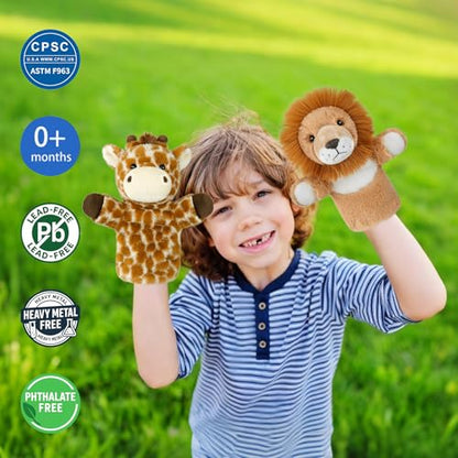 Giraffe Puppet Kids Hand Puppets Adults Large Safari Stuffed Animal for Story Time Teaching Educational Toy Adult Hands Fit Washable Stuffed Long Neck Cute Giraffe Plush Toys - color: Giraffe