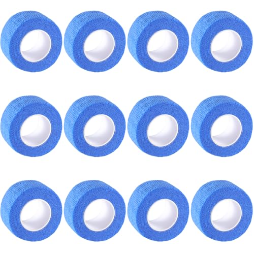 IndigoCase 12 Pack Self Adhesive Bandage Wrap 1 Inch x 5 yd Elastic Tape - color: Blue, size: 1 Inch - 12 Pack
