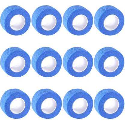 IndigoCase 12 Pack Self Adhesive Bandage Wrap 1 Inch x 5 yd Elastic Tape - color: Blue, size: 1 Inch - 12 Pack