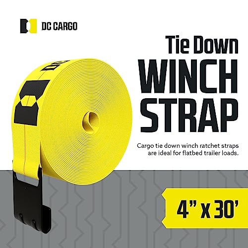 DC Cargo Mall Truck Straps, 4 inch X 30' Straps for Flatbed Trailer Heavy Duty Tie-Downs w/Flat Hooks (2-Pack) 16,500 lbs Break Strength, WLL# 5,500 lbs - size: 2-pack, style: Flat Hook