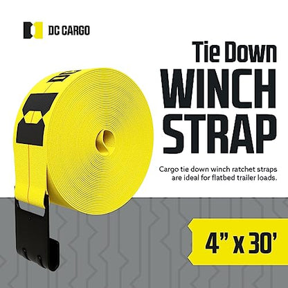 DC Cargo Mall Truck Straps, 4 inch X 30' Straps for Flatbed Trailer Heavy Duty Tie-Downs w/Flat Hooks (2-Pack) 16,500 lbs Break Strength, WLL# 5,500 lbs - size: 2-pack, style: Flat Hook