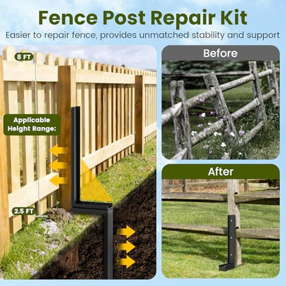 Housolution Fence Post Repair Kit,Separated Fence Post Anchor,1 Pack - size: 1 Pack