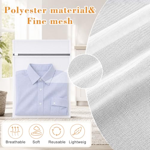 Tudomro 10 Pack 4 Size Cotton Mesh Zippered Laundry Bags Set, Lingerie Bags for Washing Delicates, Laundry Bag Mesh Wash Bag for Jeans, Blouse, Stocking, Bra
