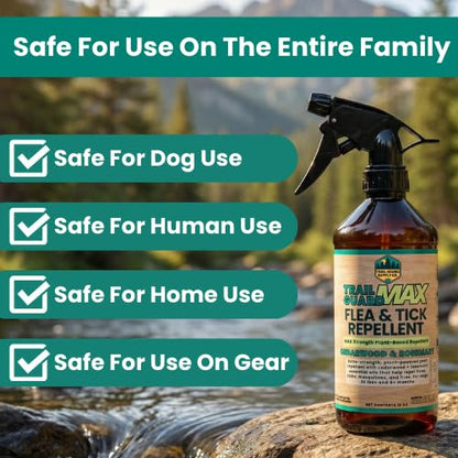 Trail Guard MAX - Natural Extra Strength Insect, Flea and Tick Spray for Dogs, People & Home (16oz MAX Strength, Cedarwood & Rosemary) - size: 16oz MAX Strength