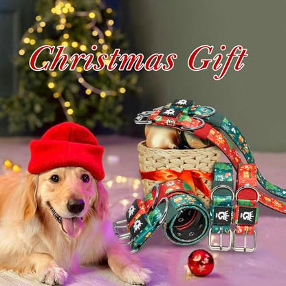 TSPRO Heavy Duty Thick Dog Collar with Metal Buckle for Small Dogs - color: Christmas Red, size: S – Fits Neck 12.6"-15.8"