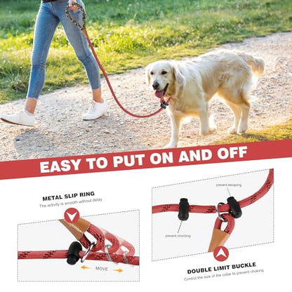 lynxking Dog Leash 3/8in x 6ft Slip Lead Reflective red and Orange, 2 Pack