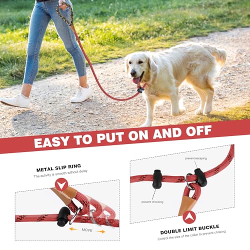 lynxking Dog Leash1/2in x 6ft Slip Lead Reflective Green and red, 2 Pack