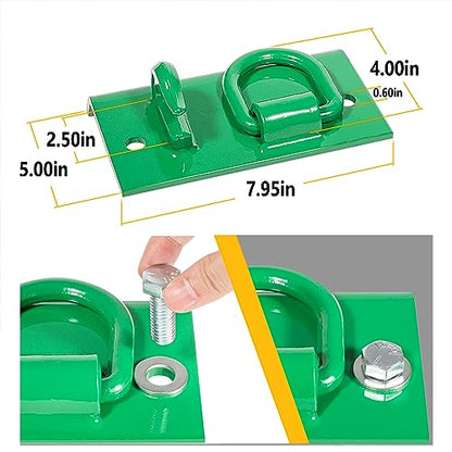 E-cowlboy Tractor Bucket Hook Grab Hooks Fits for JD Compact Tractor 1025R 2032R 3320 2520 Tractor Bucket Hooks D Rings Bolt on Heavy Duty, Compatible with sub Compact & Compact Tractor Buckets