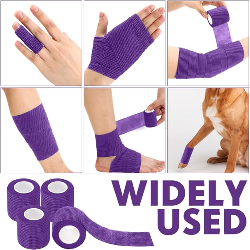 Treela 48 Pack Self Adhesive Wrap Bandage, Purple, 2 Inches x 5 Yards - color: Purple, size: 2 Inch X 5 Yards