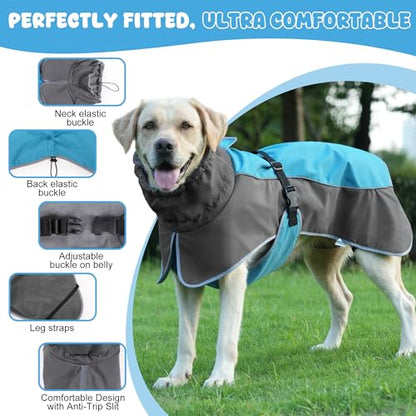 Dog Raincoat, Waterproof Dog Coat with Polar Fleece Lining - color: Blue, size: Small