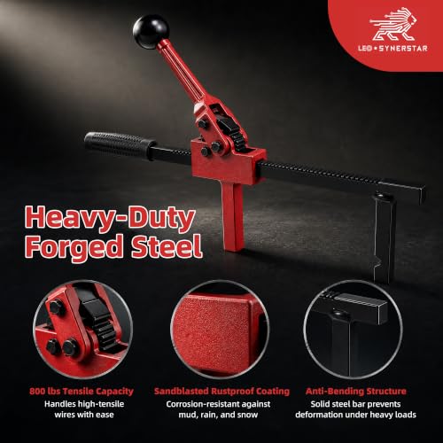Chain Link Fence Stretcher Tool, Ratcheting Wire Tightener & Puller | Easy solo repair for sagging fences in farm, ranch, and yard projects