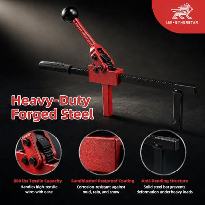 Chain Link Fence Stretcher Tool, Ratcheting Wire Tightener & Puller | Easy solo repair for sagging fences in farm, ranch, and yard projects