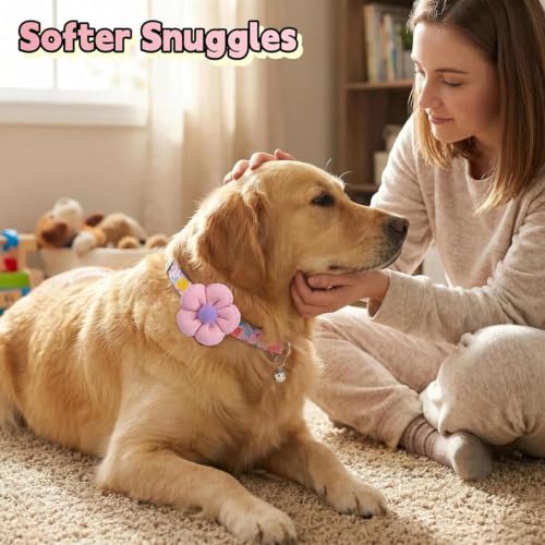 Floral Dog Collar with Bell and Flower, Cute Dog Collar for Puppy Small Medium Large Dogs, Pink Girl Dog Collar for Female/Male Dog Birthday Wedding Photo Props - size: XS: for puppy