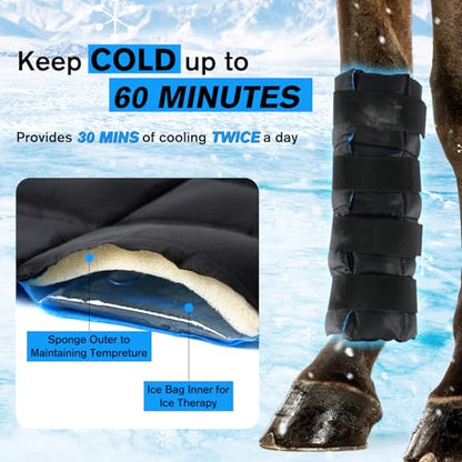 Ice Boots for Horses, Black & Blue, 2 Pack - size: 2Pack
