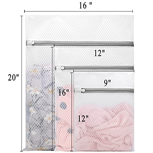 Muchfun 3Pcs Durable Diamond Mesh Laundry Bags for Delicates - size: 1Large, 1Medium, 1Small