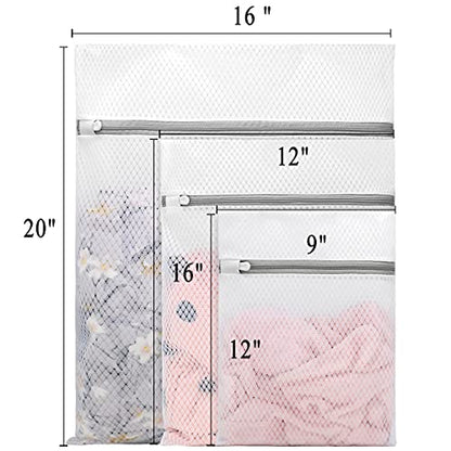 Muchfun 3Pcs Durable Diamond Mesh Laundry Bags for Delicates - size: 1Large, 1Medium, 1Small